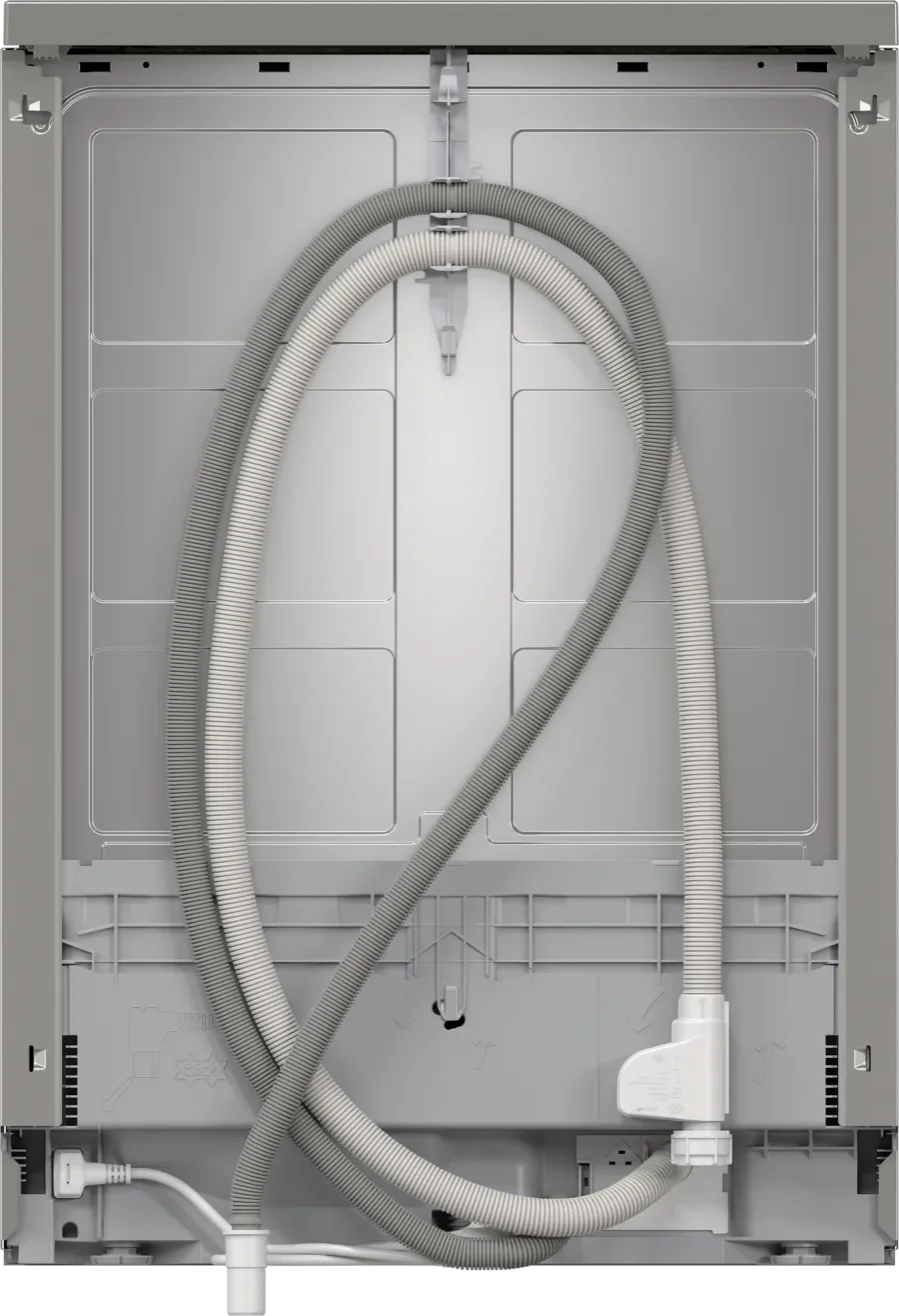 Falcon premium European glass black upright 1100mm induction cooker rear view with hoses and connections