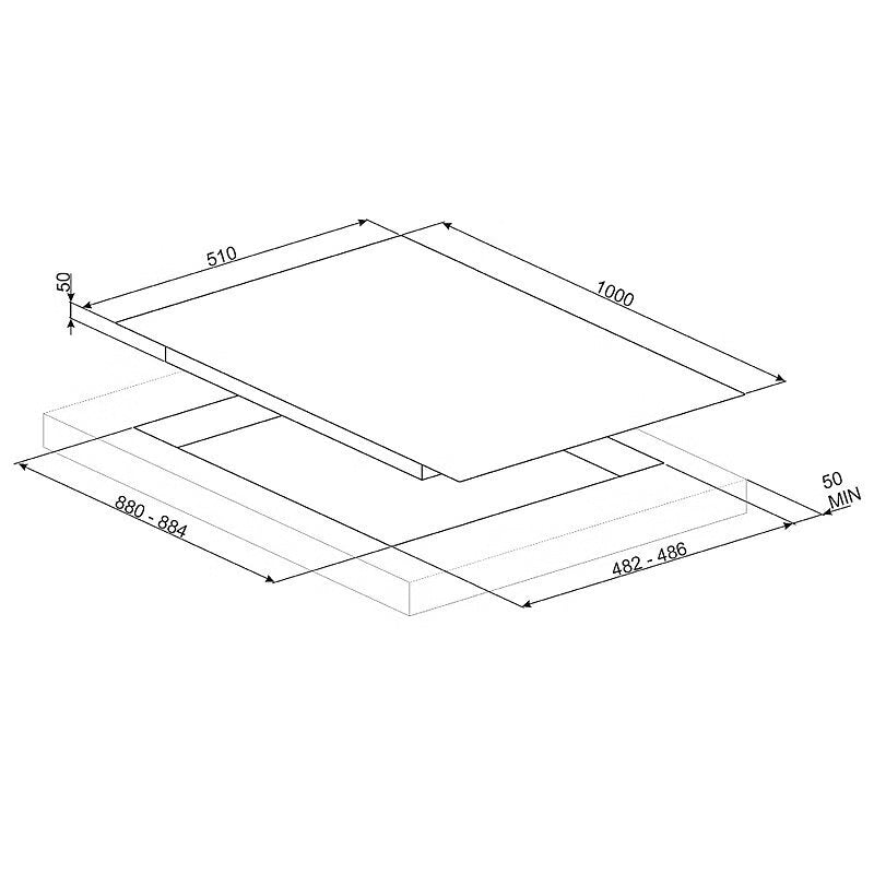 Smeg 100cm Blade Flame Gas Cooktop - PXL6106AU *Clearance Line*