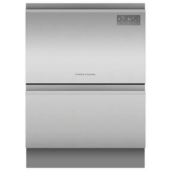 Fisher & Paykel stainless steel dishwasher with sleek design and digital control panel