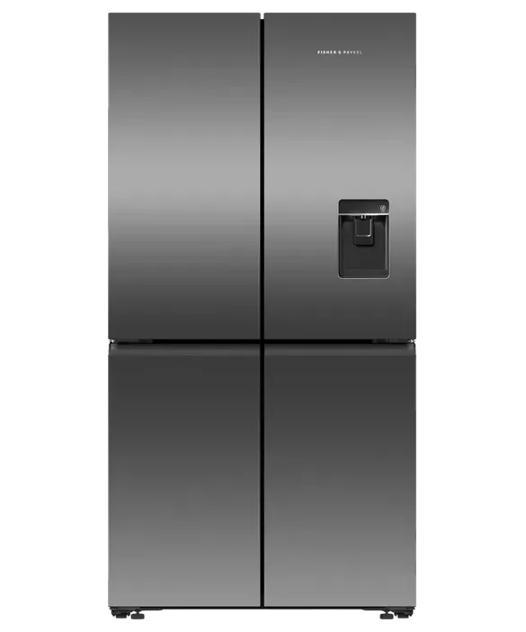 Fisher & Paykel 538L Series 7 Quad Door Refrigerator Freezer Ice & Water Black Stainless Steel