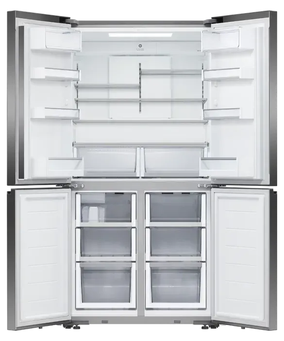 Fisher & Paykel 538L Series 7 Quad Door Refrigerator Freezer Ice & Water Black Stainless Steel