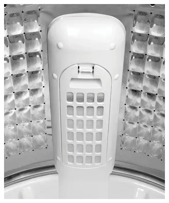 White dishwasher interior with filter and spray arm, showcasing clean design for modern kitchens