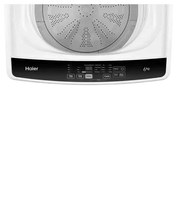 Haier 6kg top load washing machine with digital control panel and stainless steel drum