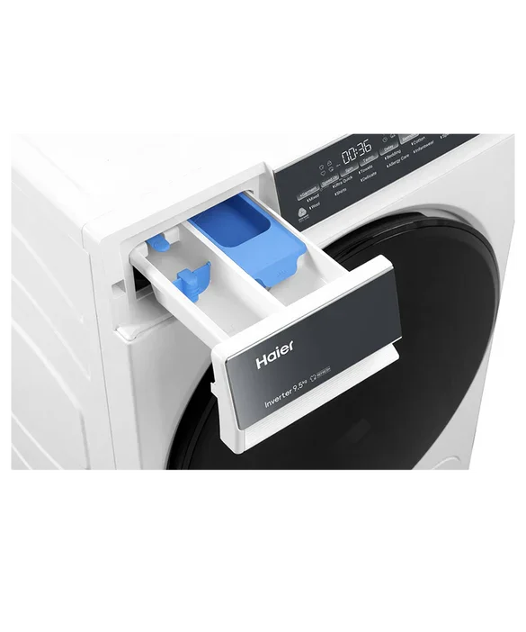 Haier front load washer with open detergent drawer, Inverter 9.5kg, digital display