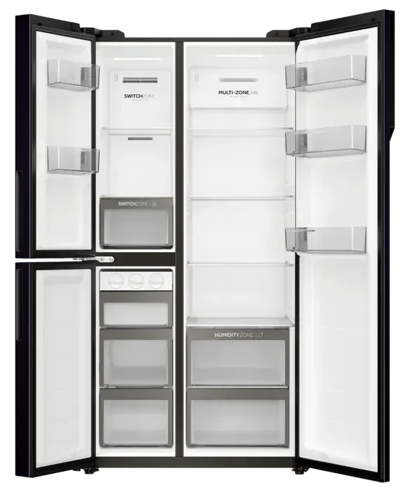 Haier 574L 500 Series S+ Three-Door Side-by-Side Refrigerator Freezer Black