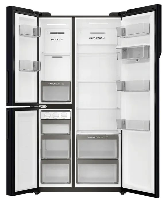 Haier 574L 500 Series S+ Three-Door Side-by-Side Refrigerator Freezer Black with Water Dispenser