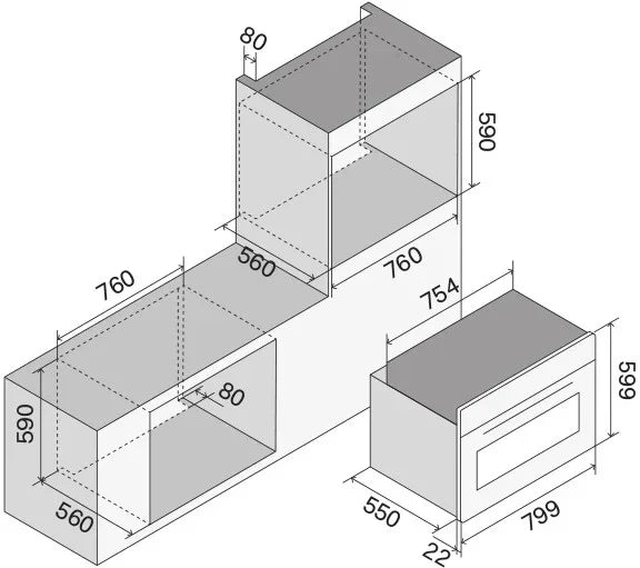 Kitchen appliance cabinet dimensions diagram for custom installation planning