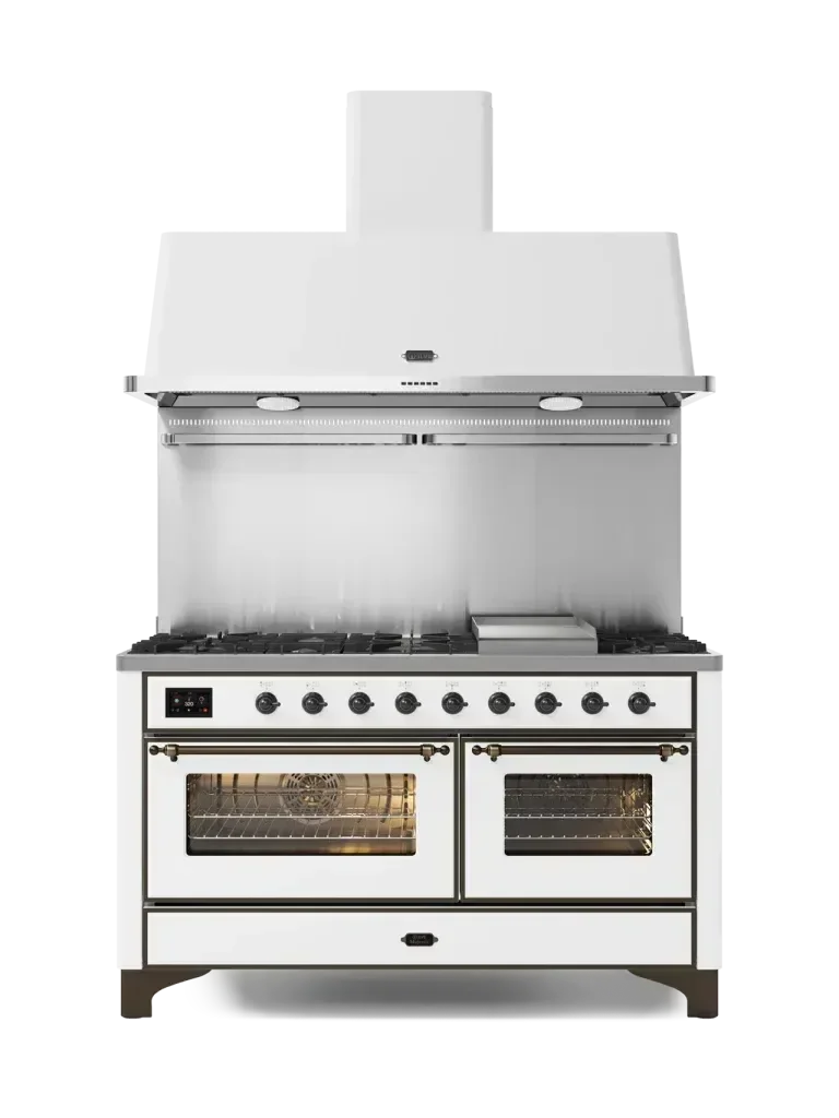 Falcon premium European glass black upright 1100mm induction cooker with dual ovens and sleek design