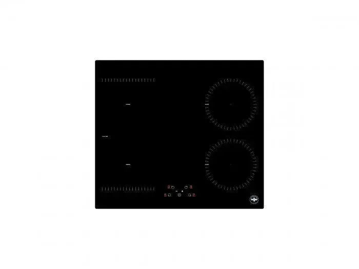 Black induction cooktop with touch controls and dual burners for modern kitchen appliances