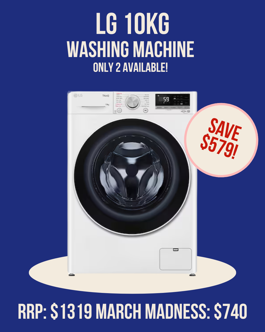LG 10kg Front Load Washer - WV5-1410W White