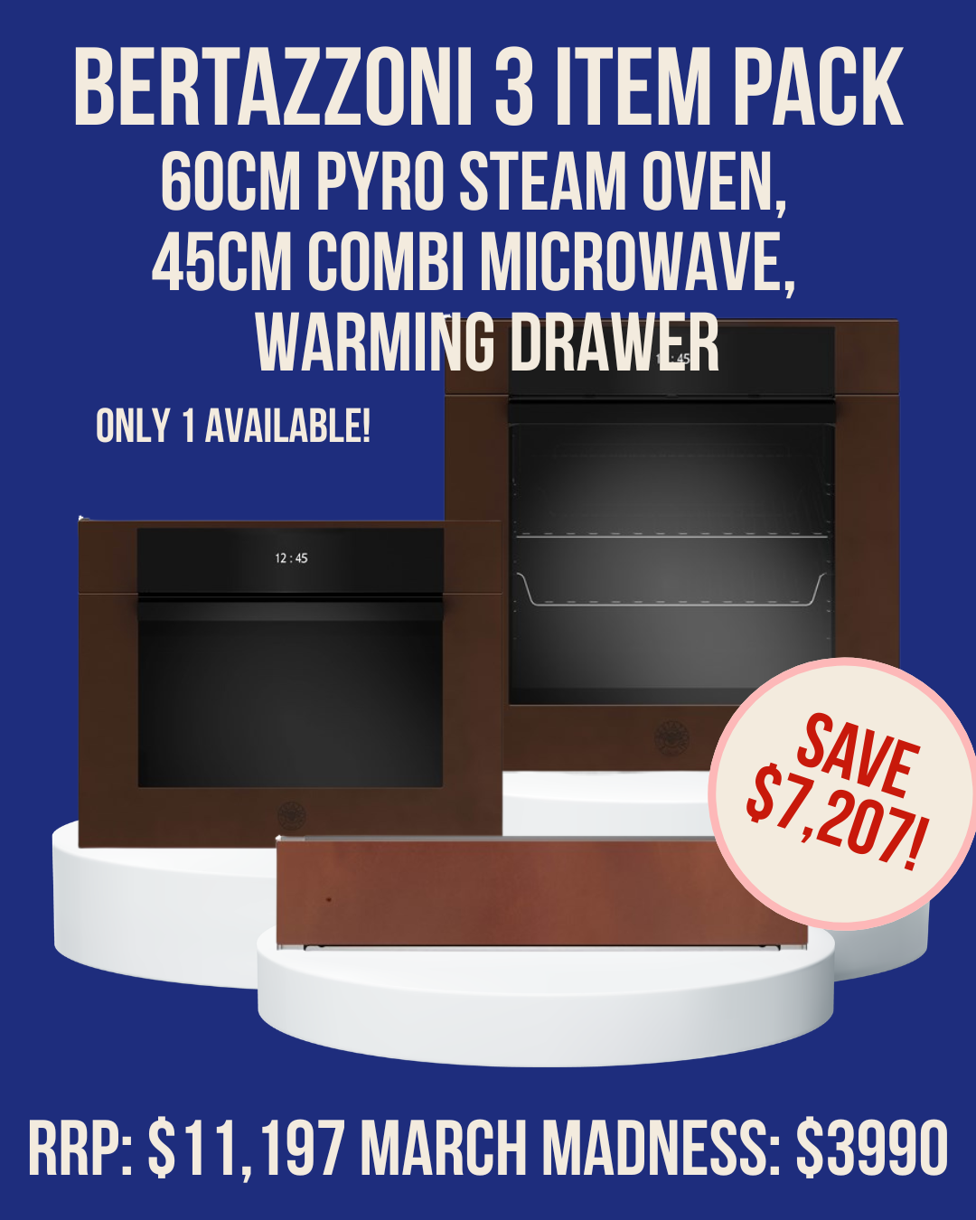 Bertazzoni 60cm Copper Oven package -  3 Item Pack *Ex-Display Clearance*