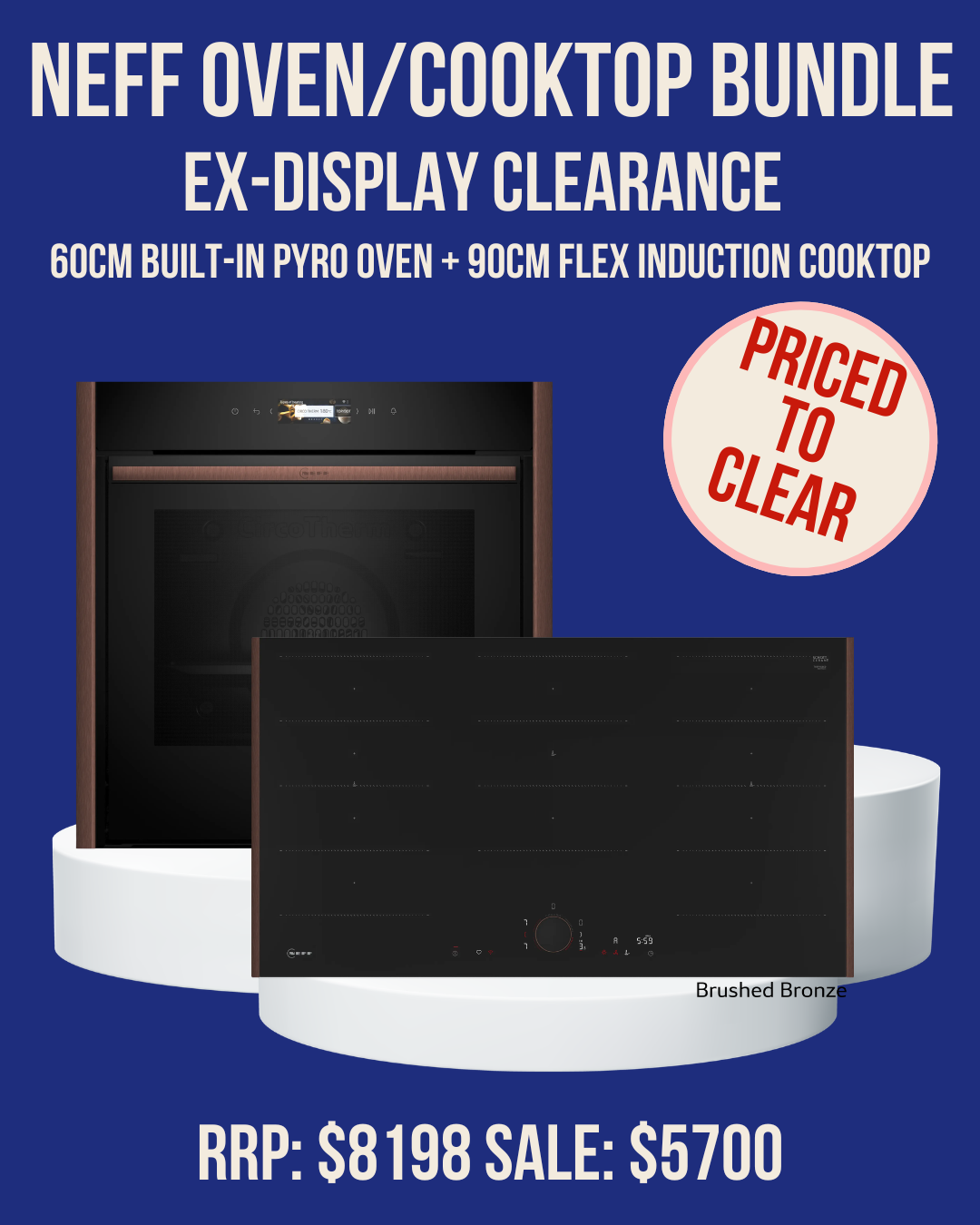 Neff Bronze 60cm Oven + 90cm Induction Cooktop Bundle *Ex-Display Clearance*