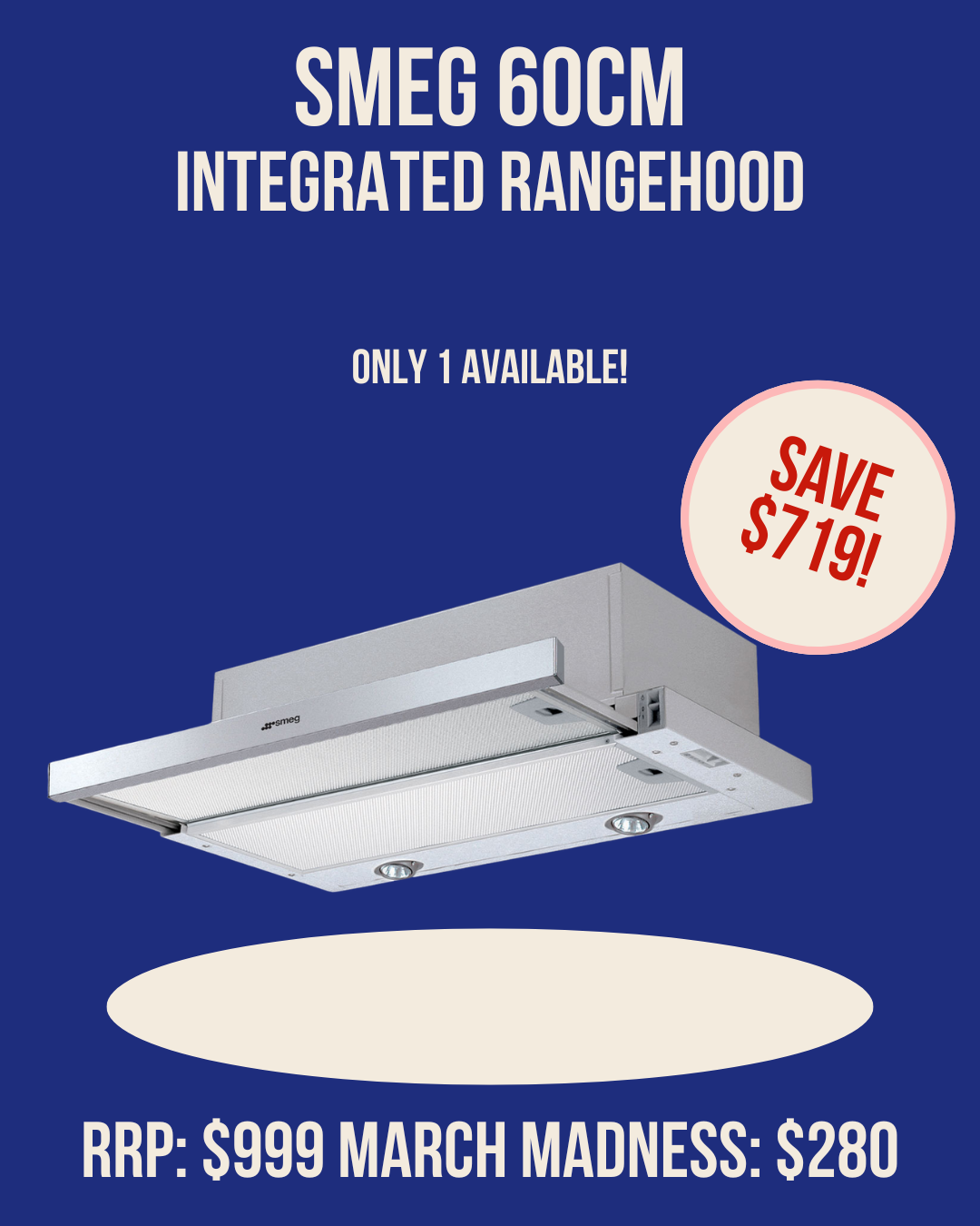 Smeg 60cm Integrated Rangehood - STH600X1 *Ex-Display*