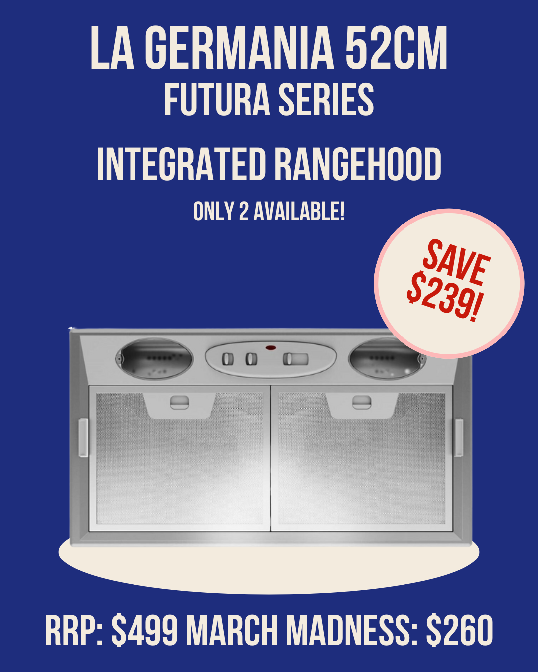 La Germania 52cm Built-in Rangehood - KIN52PRO1XD/B *Ex-display*