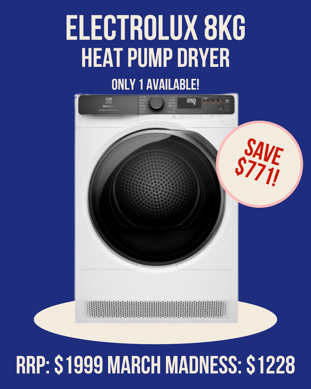 Electrolux 8kg Heat Pump Dryer EDH903R7WC - 3D Sense UltimateCare 700 *Ex-Display*