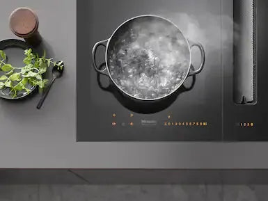 Falcon premium European glass black upright 1100mm induction cooker with steaming pot