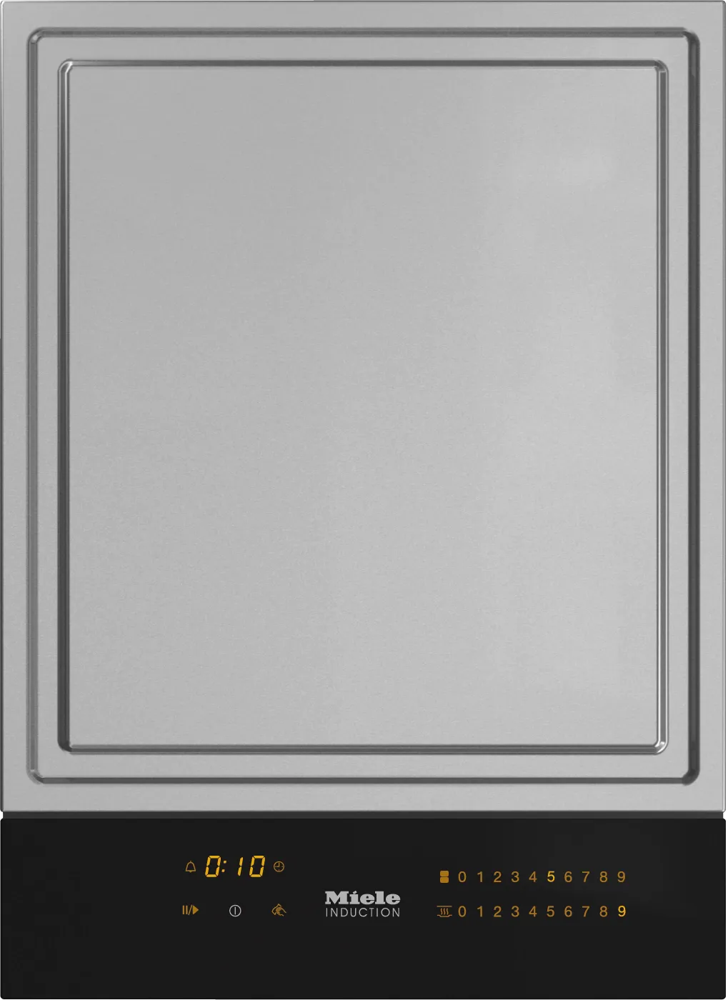 Miele induction cooktop with digital controls and sleek glass surface