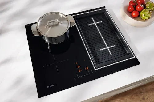 Falcon premium European glass black upright 1100mm induction cooker with griddle and pot