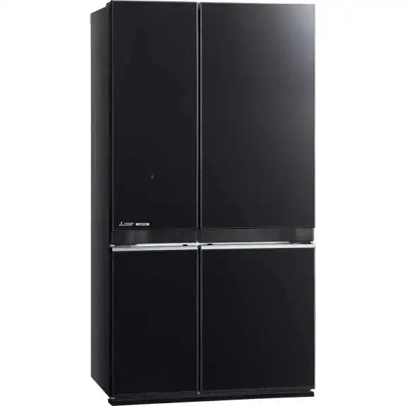 Sleek black four-door refrigerator with modern design for contemporary kitchens