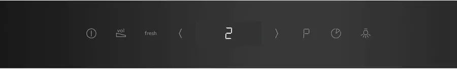 Modern kitchen appliance control panel with digital display and function icons