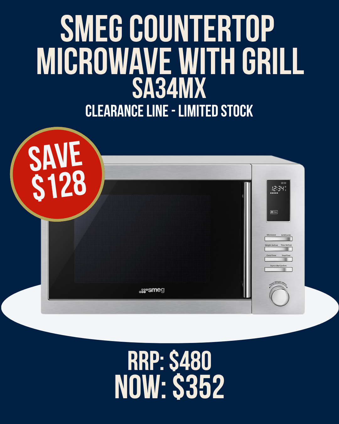 Smeg Microwave Oven - SA34MX
