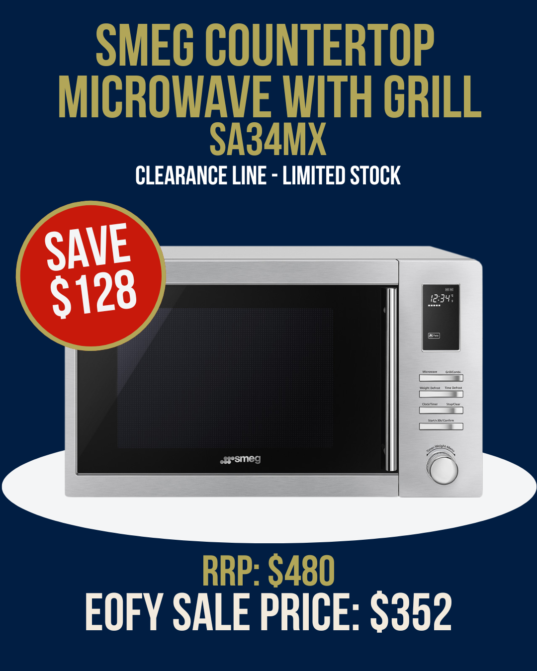 Smeg Microwave Oven - SA34MX