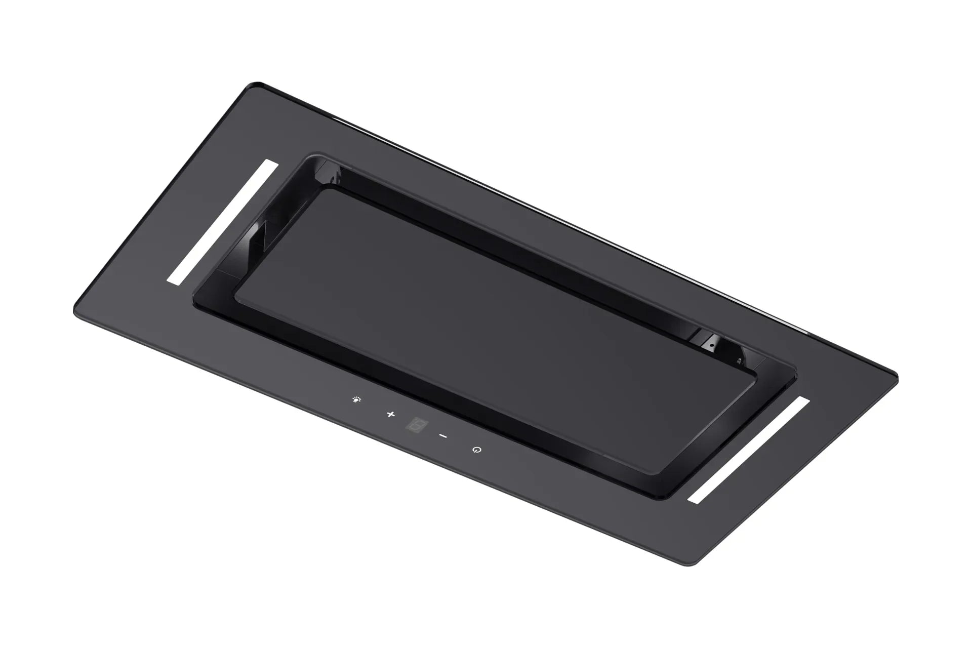 Schweigen 60cm Undermount Rangehood Black Glass Non-Silent BGUM-6B left angle