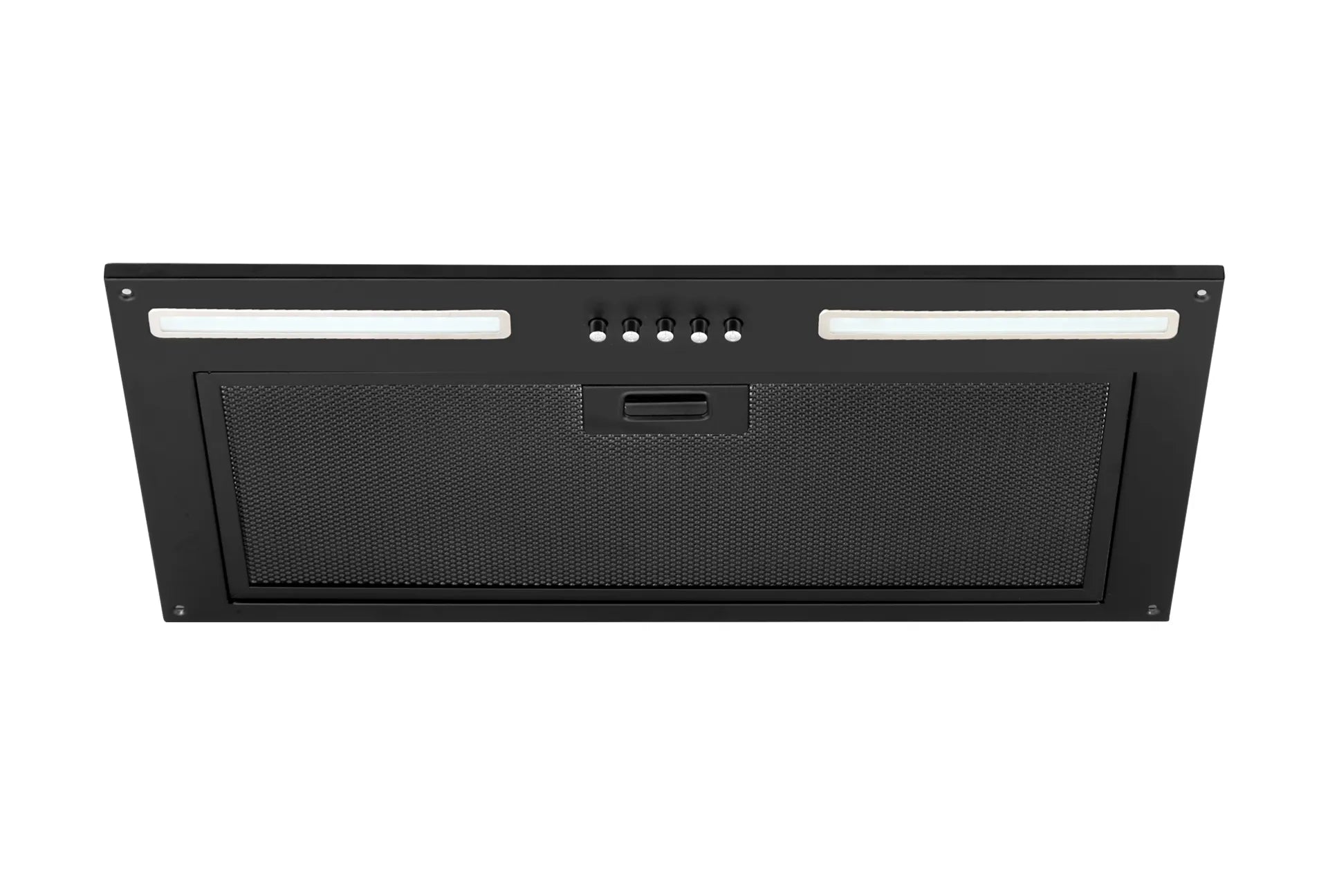 Schweigen 60cm Undermount Rangehood, matte black front underneath view
