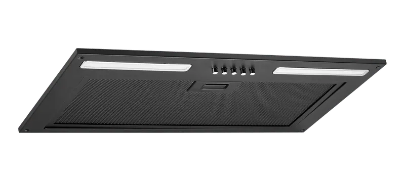 Schweigen 60cm Undermount Rangehood, matte black angled from left