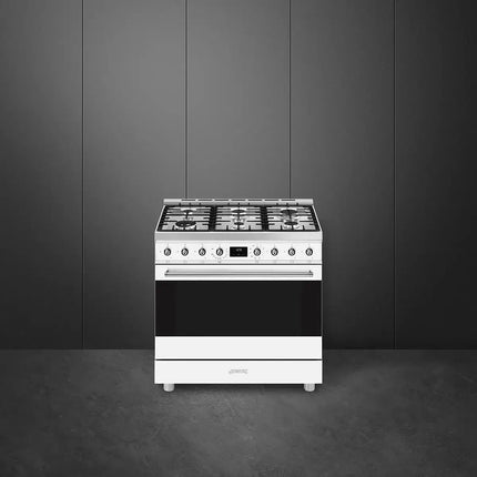 Smeg 90cm 6 Burner Classic Freestanding Dual Fuel Cooker - White