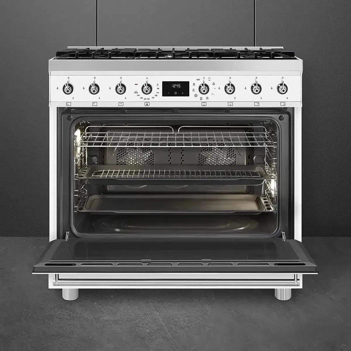 Smeg 90cm 6 Burner Classic Freestanding Dual Fuel Cooker - White