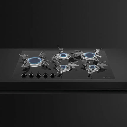 Smeg 75cm Dolce Stil Novo Ceramic Blade Flame Cooktop - Black