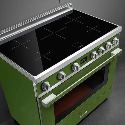 Smeg 90cm Portofino Induction Cooker - Olive Green