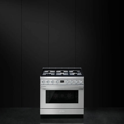 Smeg 90cm Portofino Dual Fuel Pyrolytic Cooker - Stainless Steel