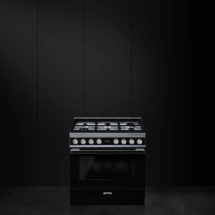 Smeg 90cm Portofino Dual Fuel Pyrolytic Freestanding Cooker - Black