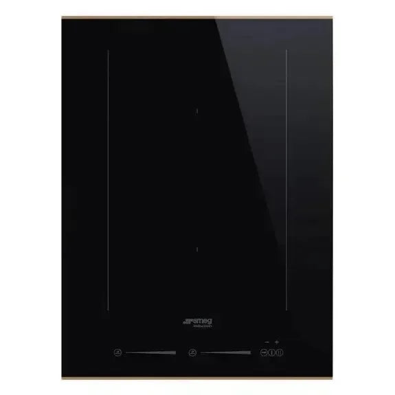 SMEG induction cooktop with sleek black glass surface and touch controls for modern kitchen appliances