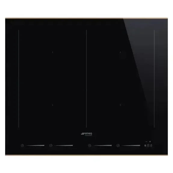 Sleek black Smeg induction cooktop with touch controls, modern kitchen appliance design