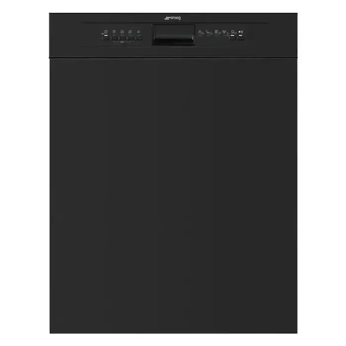 Black Smeg built-in dishwasher with control panel for modern kitchen appliance design