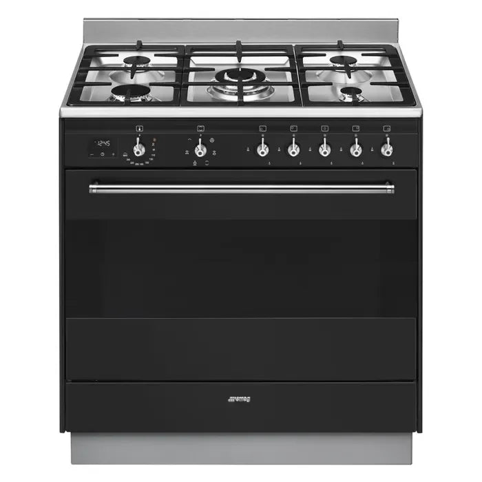 Falcon premium European glass black upright 1100mm induction cooker with gas burners and oven