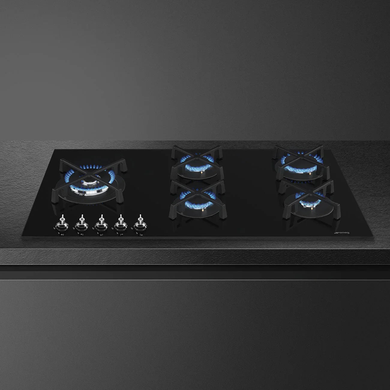 Falcon premium European glass black upright 1100mm induction cooker with blue flames