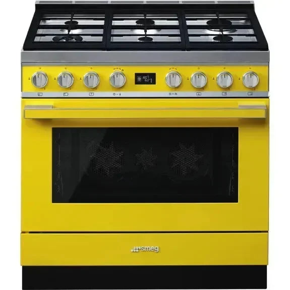 Falcon premium European glass black upright 1100mm induction cooker with yellow finish