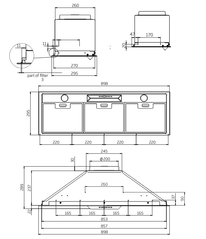 Schweigen 90cm Silent Undermount Rangehood - UM1170-9SP