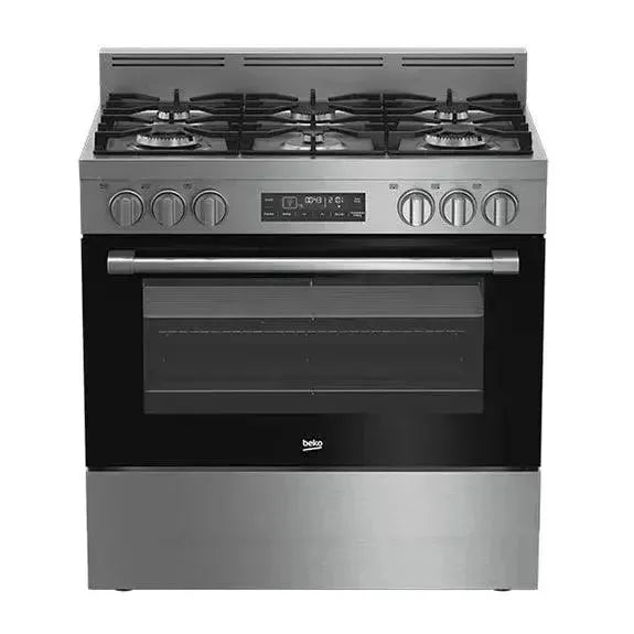 Stainless steel gas range with oven, perfect for modern kitchen appliance upgrades